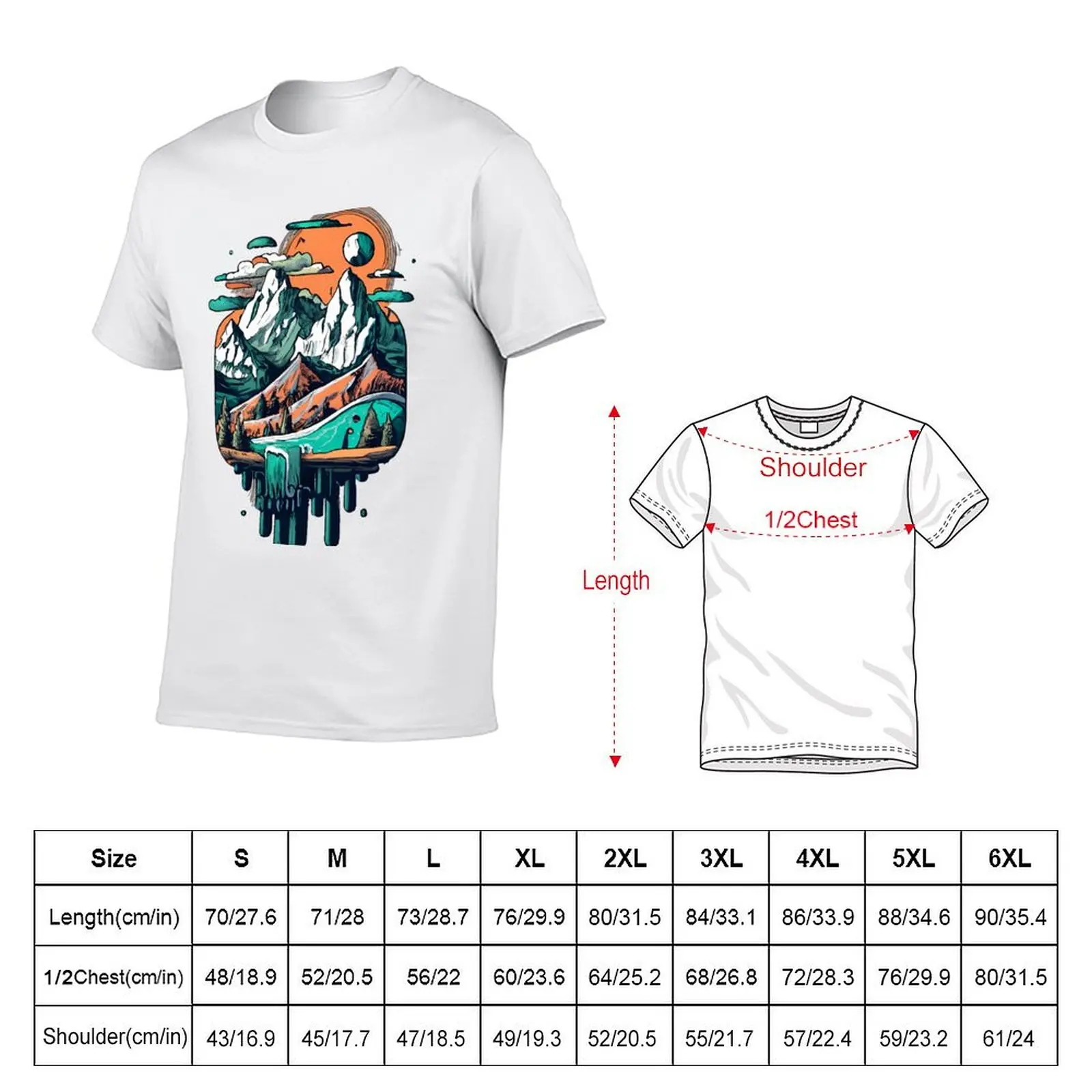 Waterfall mountains T-Shirt Novelty Graphic Tee Shirt