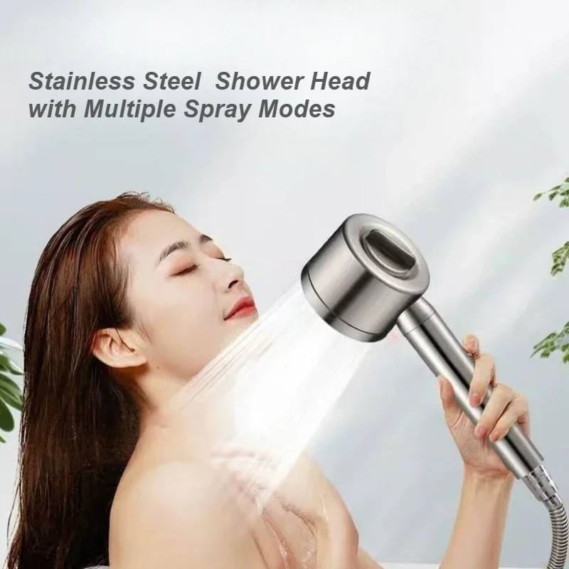

Bathroom 304 stainless steel reinforced pressurized shower head, three-speed water outlet adjustment, shower lotus canopy head