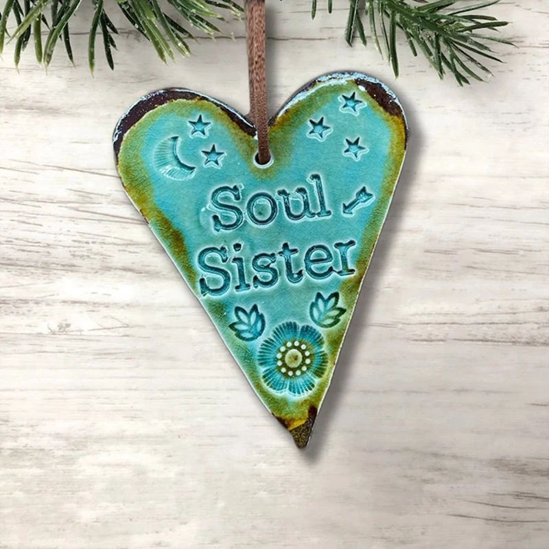 Friendship Ornament-Soul Sister, Handmade Best Friend Ornament, Personalized Shaped