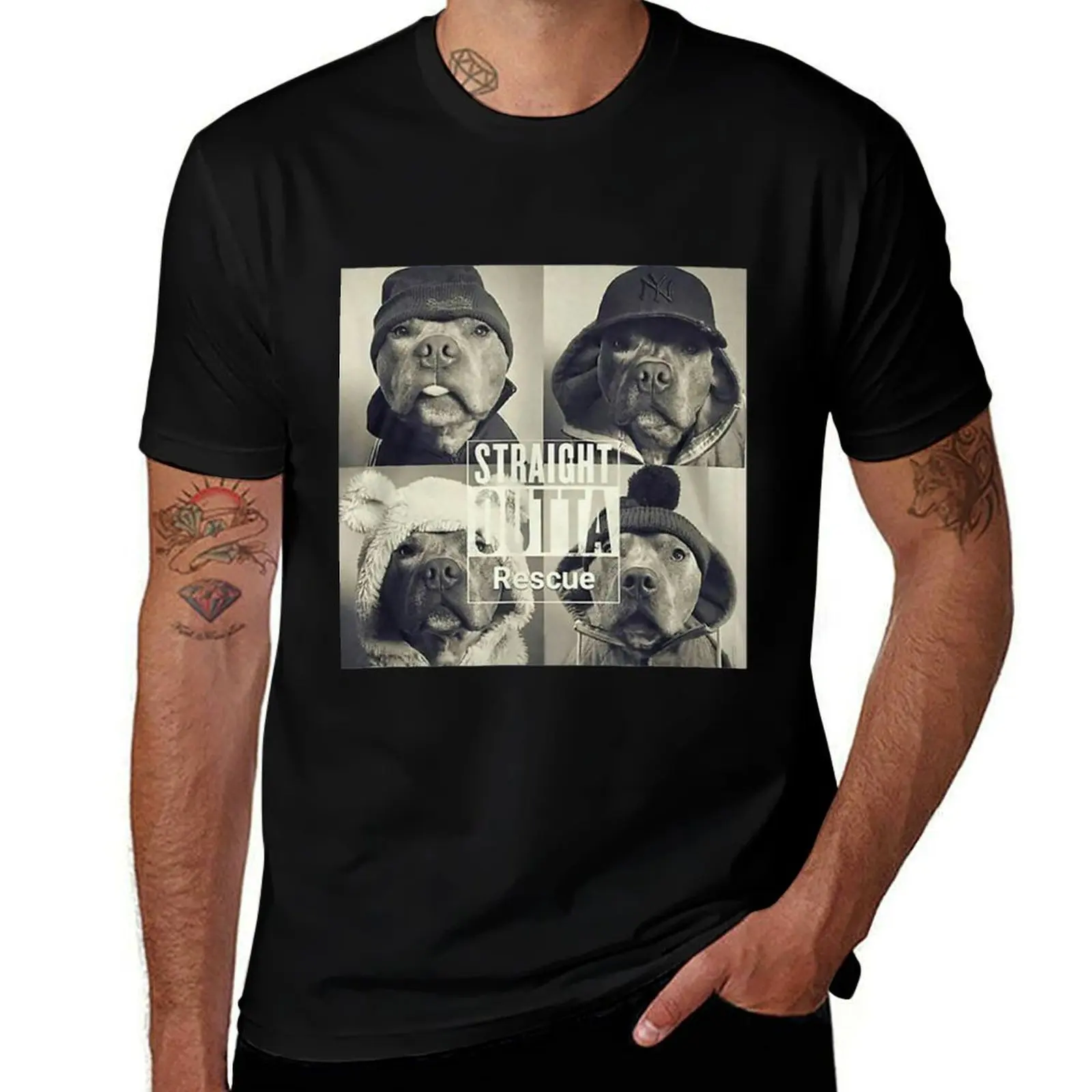 

Straight Outta Rescue Pitbull T-Shirt t shirts for man cotton funny funny t shirts man mens graphic t shirts T-shirt