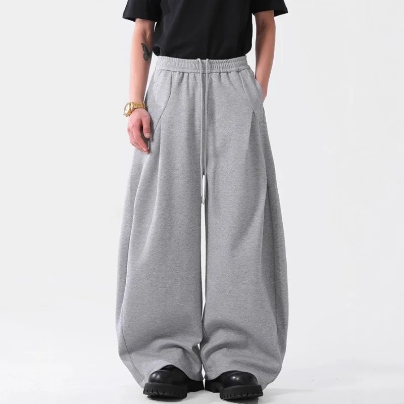 American Retro Deconstruction Design Wide-leg Scimitar Sweatpants Men's New Loose College Style Casual Sports Pants