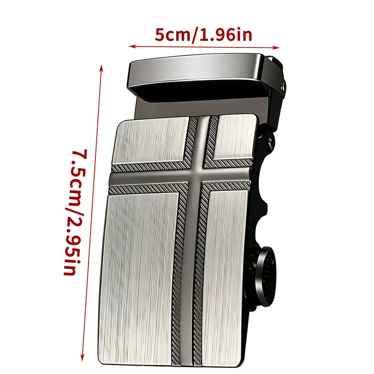 2-piece men's automatic belt buckle set, geometric metal sliding buckle replacement, universal decorative belt accessory