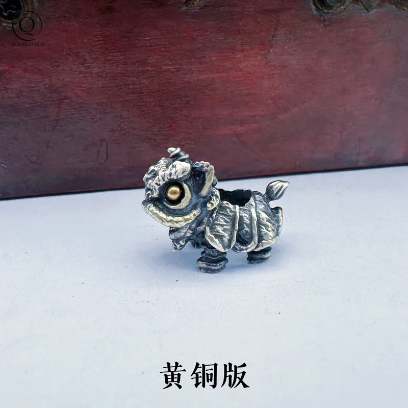 Chinese Traditional Lion Dance Brass Knife Beads EDC Outdoor DIY Paracord Handmade Woven Bracelets Accessories Lanyard Pendants
