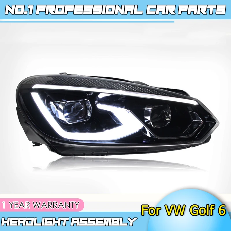 LED Headlight Kit for 2010-2013 VW Golf 6 New Car Styling Front Lamp Accessories with DRL HID Golf6 R20 Style