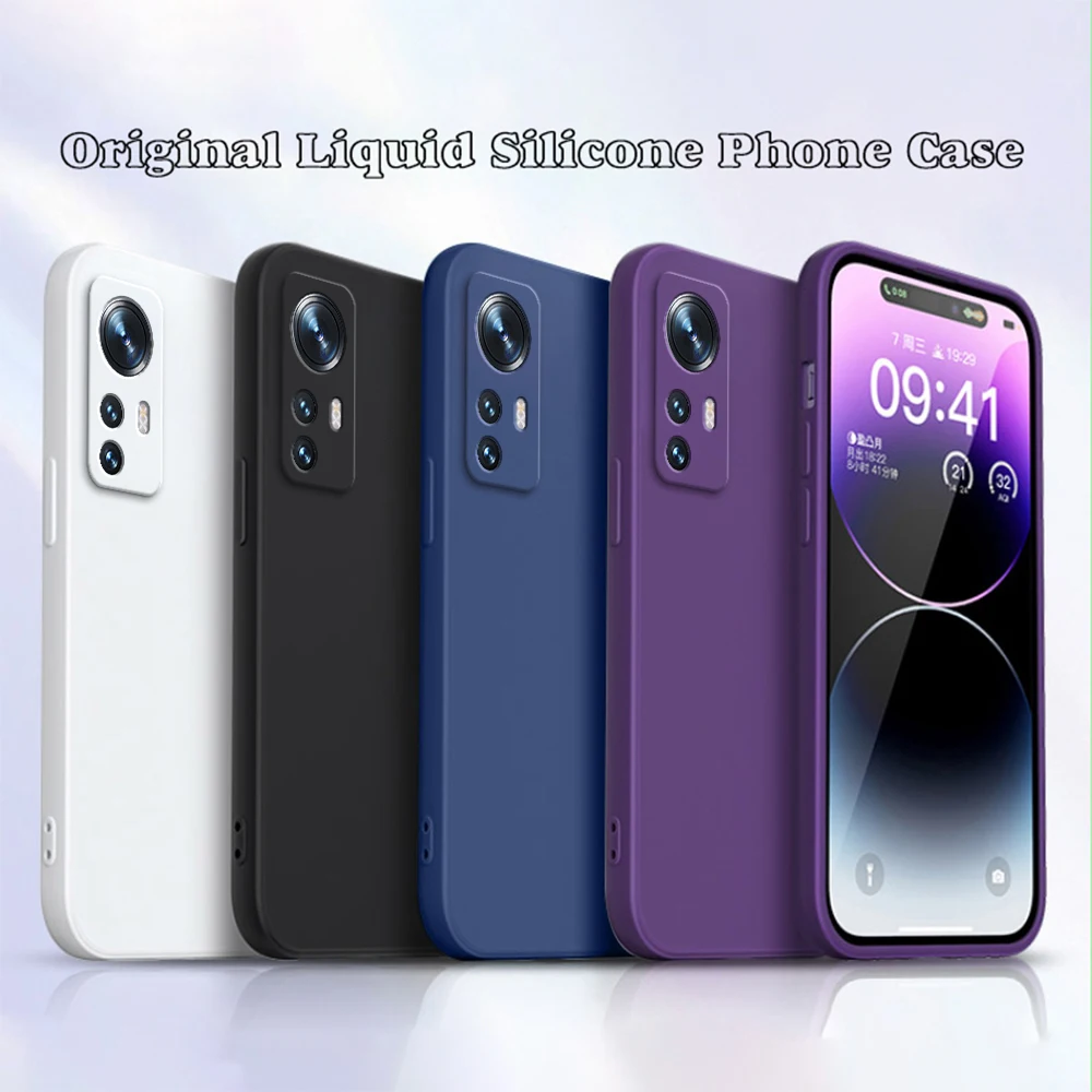 Orijinal Yumuşak telefon kılıfı için Mi 12 Xiaomi 12 12 S 12X Xiaomi 12 5G Kare Sıvı Silikon Lüks Kapak Darbeye Dayanıklı Funda Aksesuarları