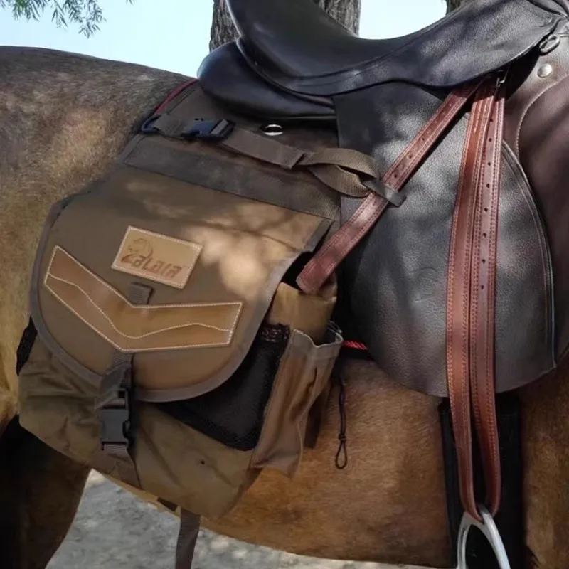 Torba pod siodło Baslong, torba na sprzęt jeździecki z tkaniny Oxford, duża pojemność, wodoodporna, wielofunkcyjna torba na kosmetyki, torba na sprzęt do treningu jeździeckiego.