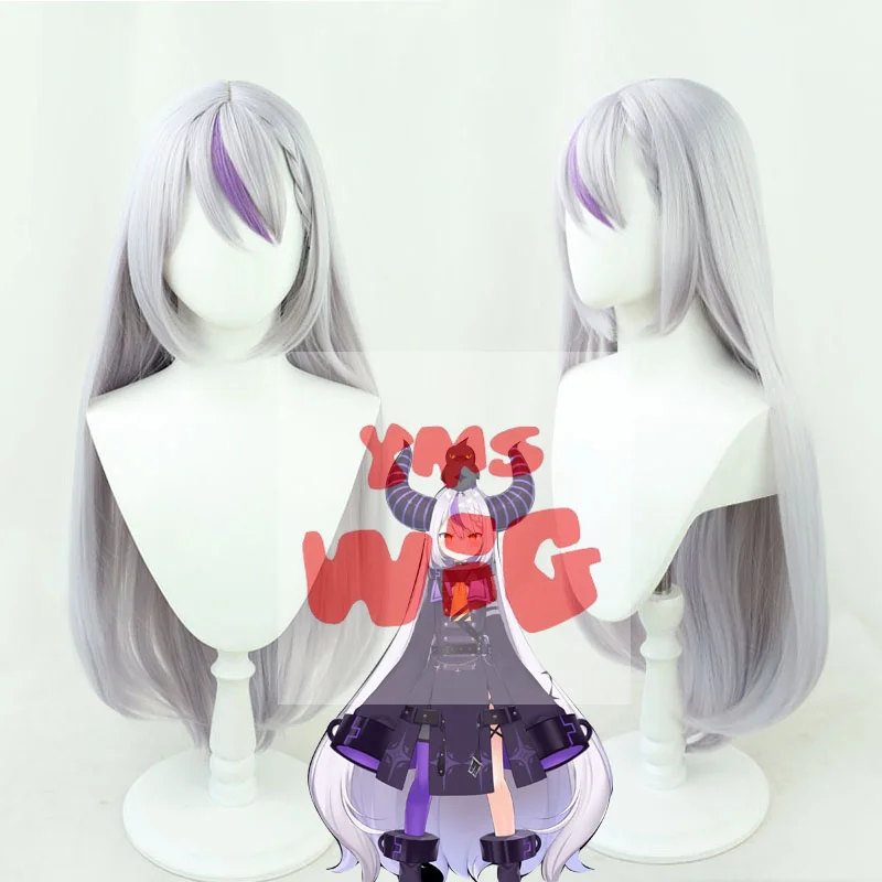 VTuber La+ Darknesss Cosplay Wig Hololive Laplus Cosplay Youtuber Girls holoX Highlight Purple Long Straight Heat Resistant Hair