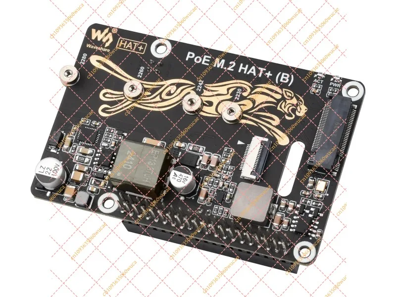 Waveshare PoE M.2 HAT+ (B) for Raspberry Pi 5 | High-Speed NVMe SSD PCIe Adapter with Ethernet Power