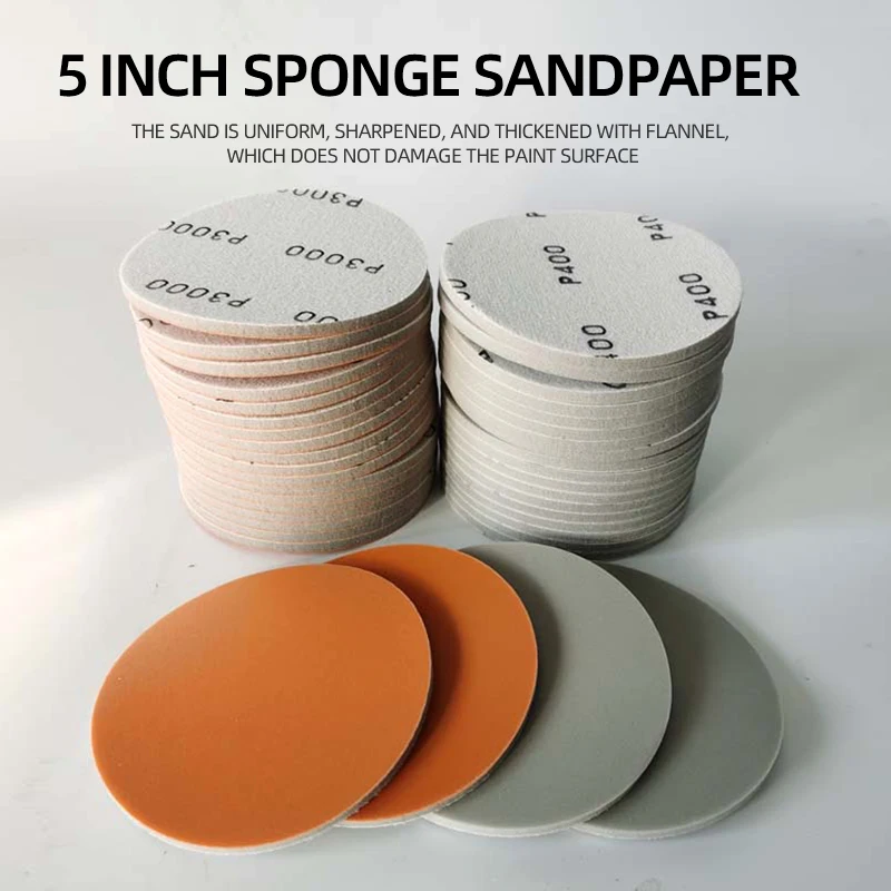 5 Inch Round Sponge Beauty Polishing Sandpaper Back Velvet Disc Flocking Thick 5MM Mobile Phone Shell Grinding