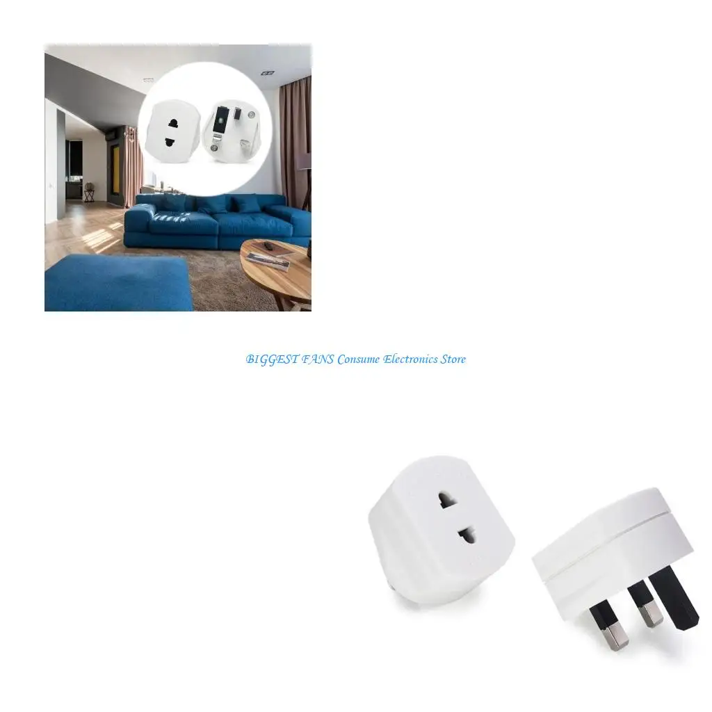 

UK Electric Toothbrush Adaptor Plug, 2 Pin to 3 Pin Electric Shaver Adaptor Socket Converter, White