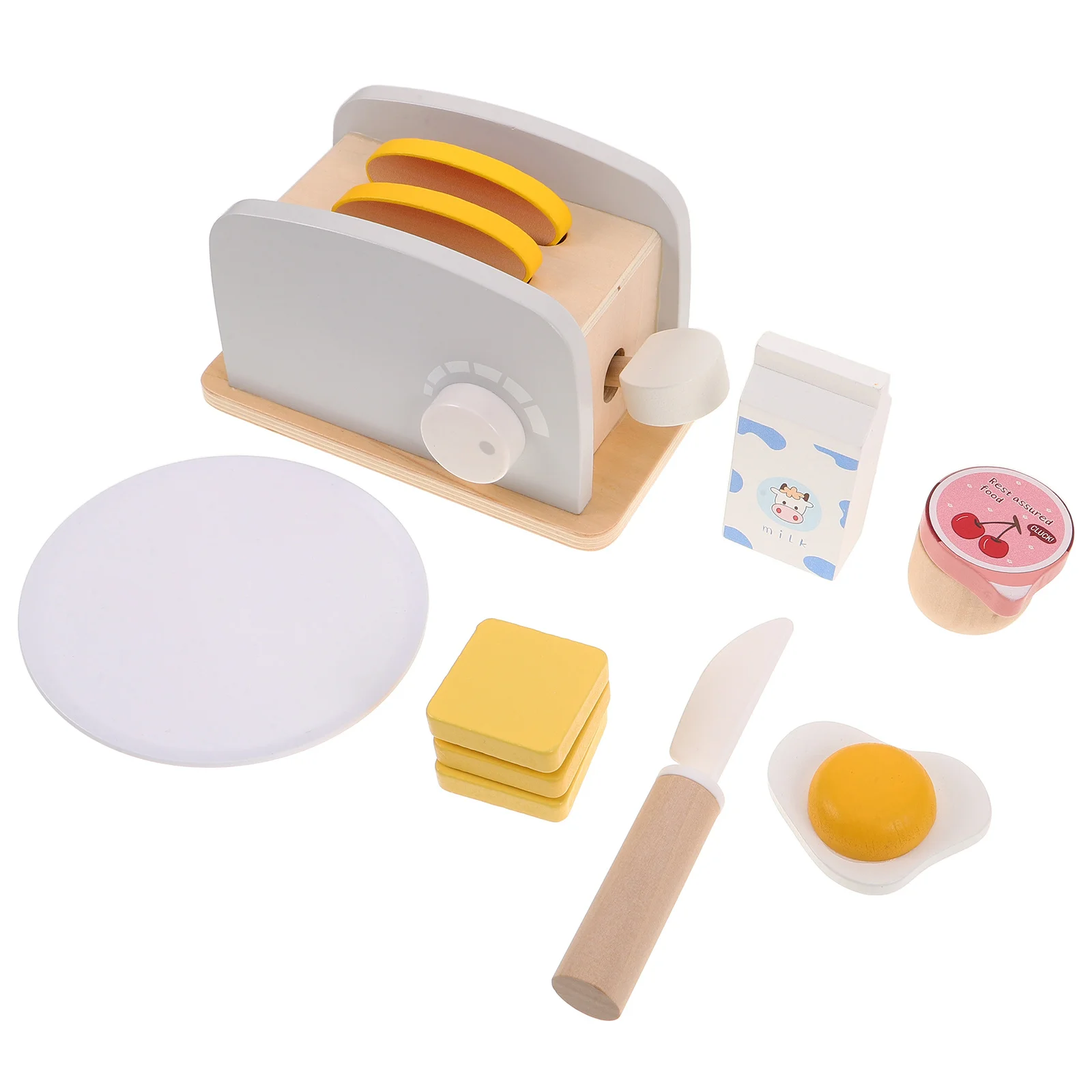 1 conjunto 1 conjunto torradeira de madeira crianças fingir aparelho de cozinha mini casa de bonecas máquina pão corte alimentos playset café da manhã cozinhar para