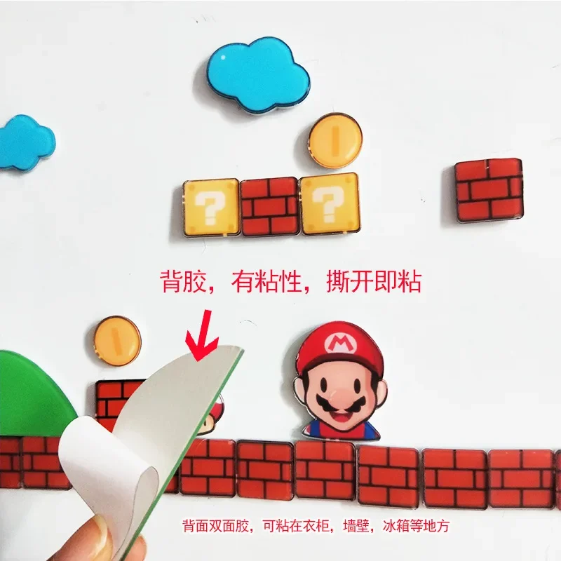 Super Mario Acrylic Background Creativity Magnetic Stickers Decoration Supplies Mario Luigi Yoshi Action Figure Kids Dolls Gifts