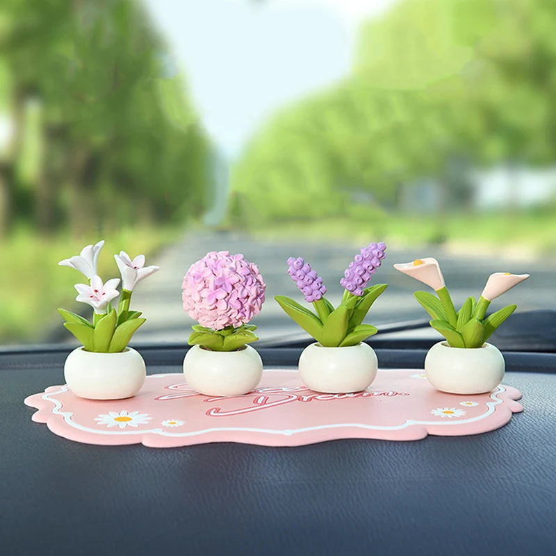 Flower Pot Elf Car Interior Ornaments Cartoon Decoration Desk Dining Table Sink Ornaments