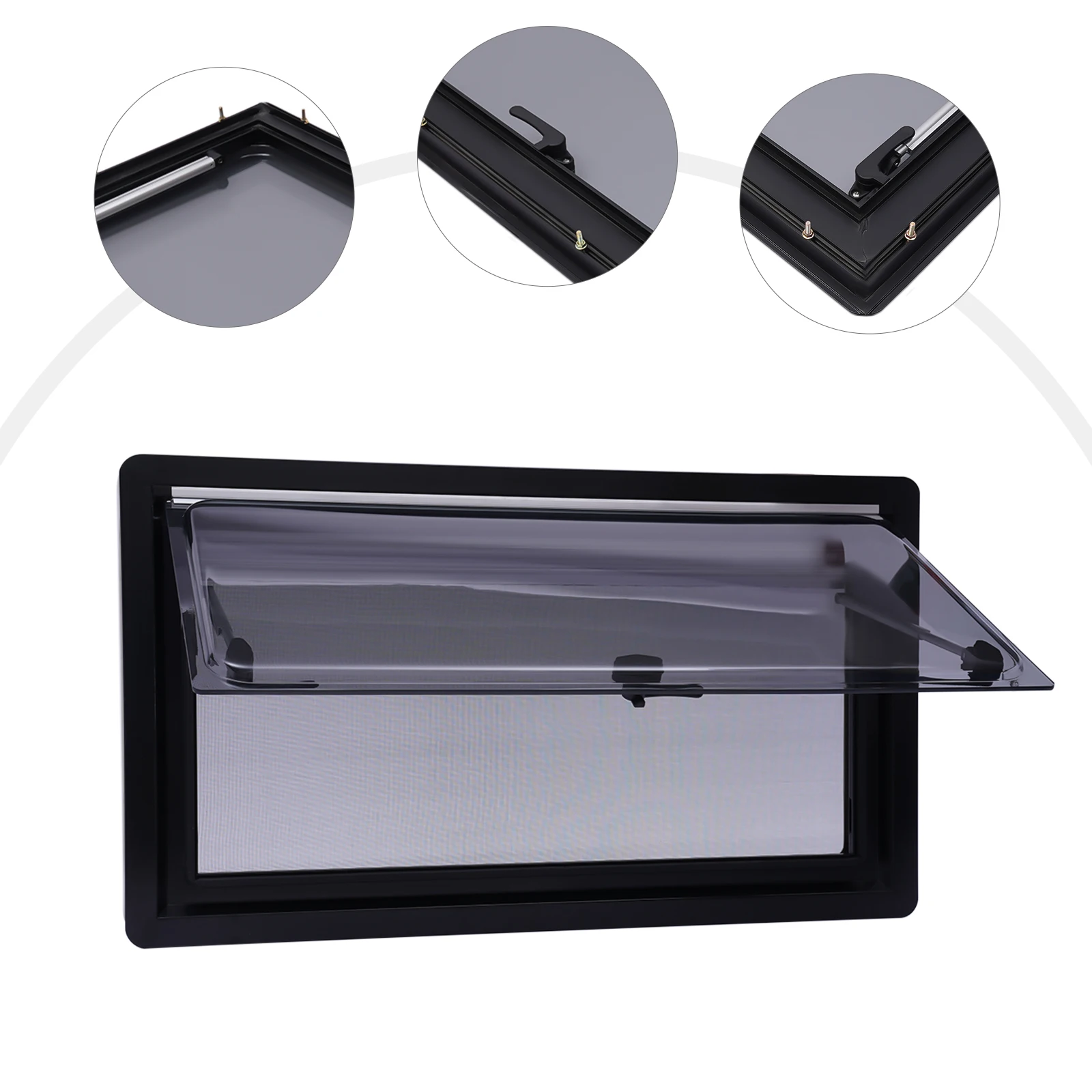 Modification Accessories Aluminum Alloy RV Window Right Angle Extrapolation Window With Screen Shade RV Marine Hardware Fitting