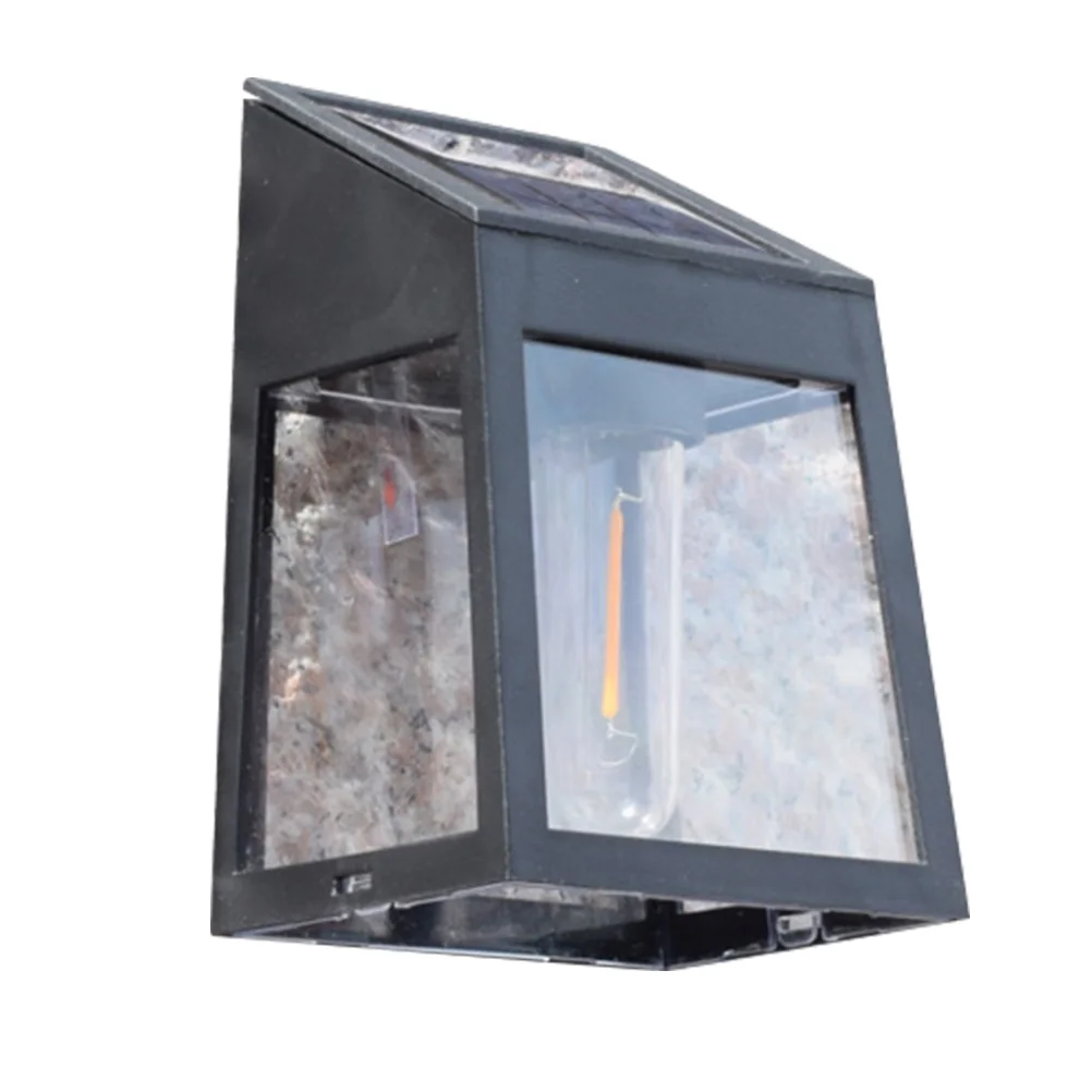 

Solar Wall Led Waterproof Outdoor Powered Light For Stairs Decks Pathways Decorative Landscape Lamp Black Color Light Sensing