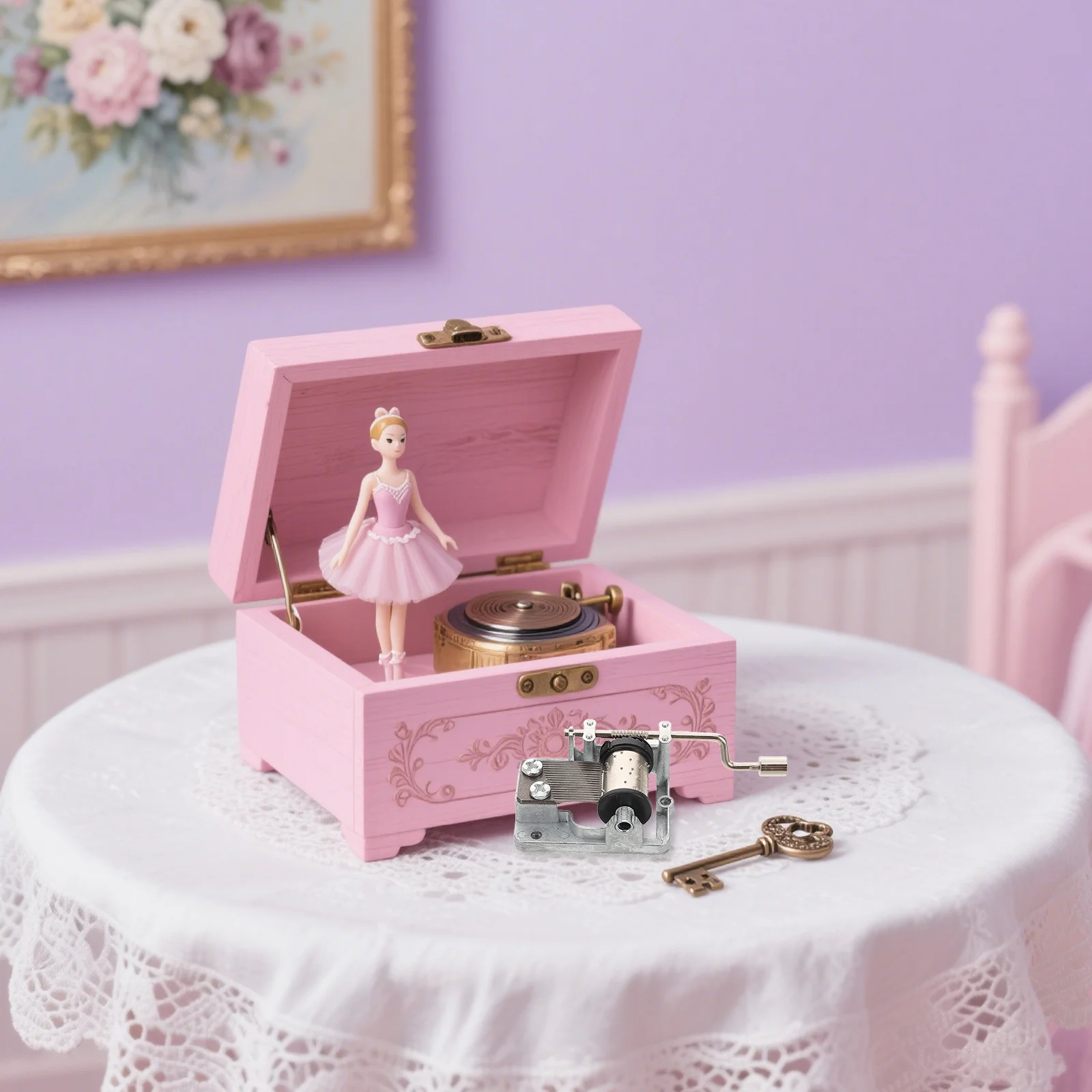 

2Pcs Hand Crank Music Box Movement Eight Tone Silver Plated Mechanism for DIY Musical Boxes Craft Versatile Use