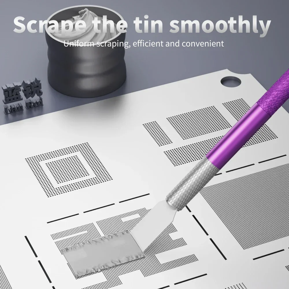 Lanrui AK Set di raschietti in ceramica con manico non magnetico Strumento di riparazione PCB per la pulizia della saldatura di telefoni cellulari e schede madri