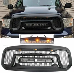 Raptor Style Front Mesh Grill For Dodge Ram 1500 2013-2018 Racing Grille ABS Black Bumper Mask Replacement Grid