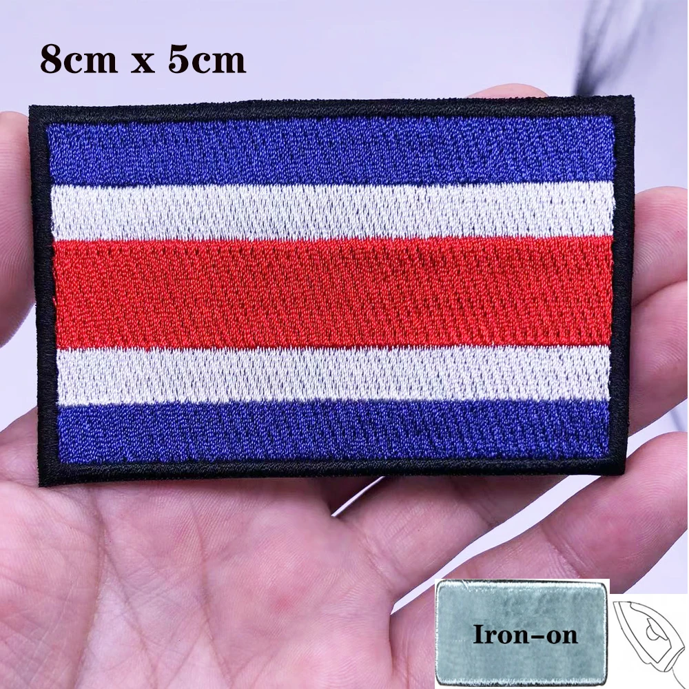 Costa Rica Flag Patches Armband Embroidered Patch Hook & Loop Iron On Embroidery  Badge Military Stripe