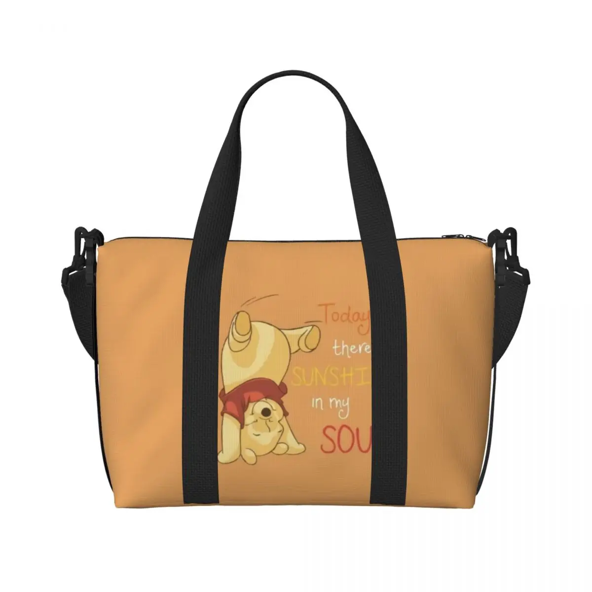 Custom Winnie Pooh Bear Tote Bag Women Large Capacity Gym Beach Travel Bags