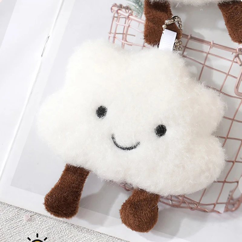 Cartoon Cute White Cloud Plush Keychain Pendant Kawaii Key Charms Soft Doll Toys Gift Girl Backpack Accessories Decoration