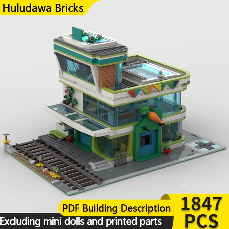 

City Street View Model MOC Building Bricks Railroad Station Modular Technology Children Holiday Gifts Assemble Toys Suit