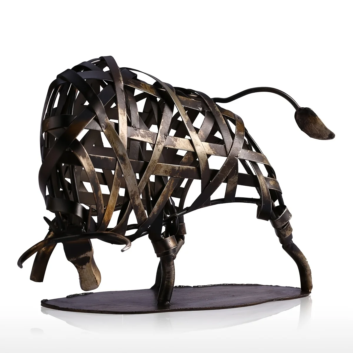 Iron woven cow Metal sculpture Iron sculpture Abstract sculpture Modern sculpture Home furnishings Animal sculpture Decoration C