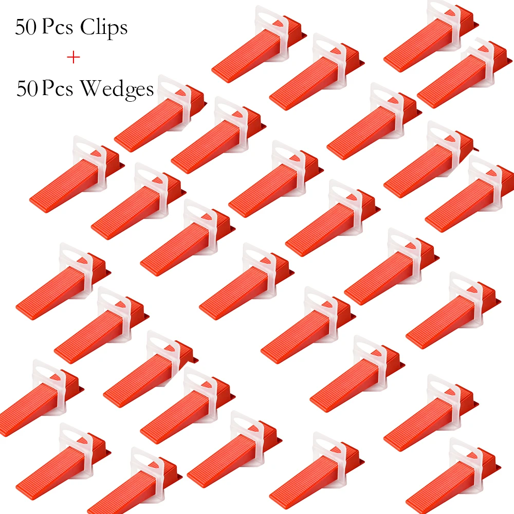 50 adet 1//1.5/2/2.5/3MM karo tesviye sistemi klipleri 50 adet takozlar Leveler paspayı inşaat araçları seramik karo tesviye