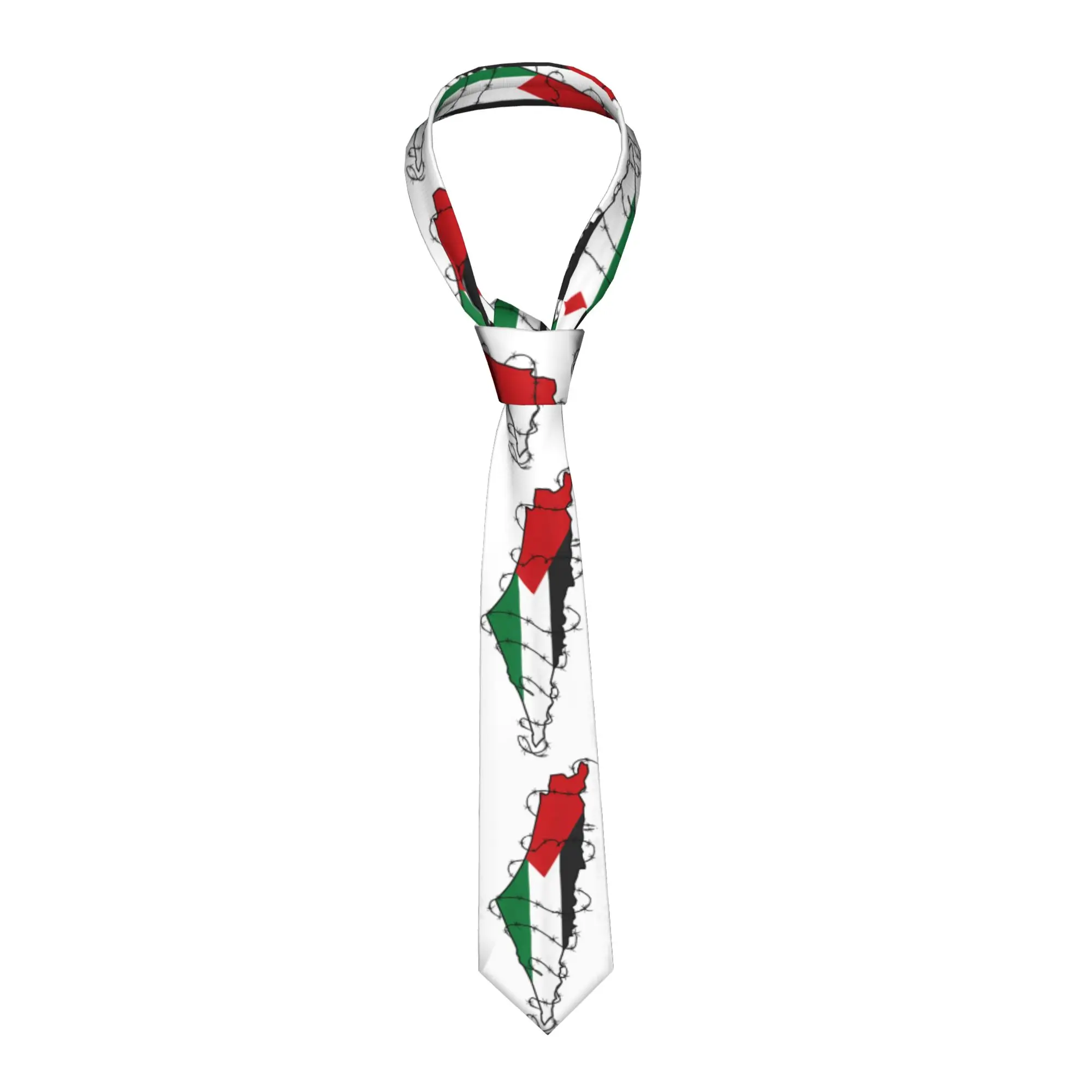 Mens Tie Kufiya Palestine Keffiyeh Flag Palestinian Map Neck Ties  Novelty Casual Collar Tie Design Necktie Accessories