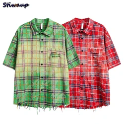 Women's Short Sleeve Plaid Shirt Elegant and Youthful Woman Blouses Korean Style Women's Clothing Trend 2024 Y2K Tops for Women