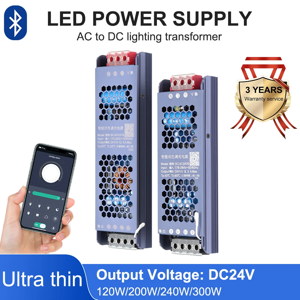 

Dimmer Bluetooth LED Power Supply DC 24V Lighting Transformers 100W 200W 300W 400W for AC180-240V Driver For LED Strip Lights