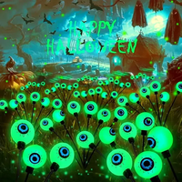 1/2/4pcs Solar Eyeball Lights, 6-Head Outdoor Firefly Lights Halloween Solar Stake Lights Garden,Lawn,Yard,Festival Decor