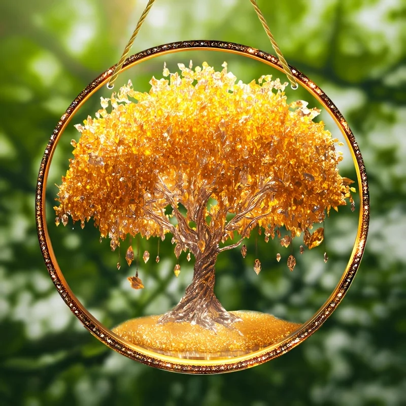 Tree of Life Symbol Suncatcher Acrylic Window Art Catcher for Prom Decor, Decorative Hanging Glass Window for Room, Garden Porch