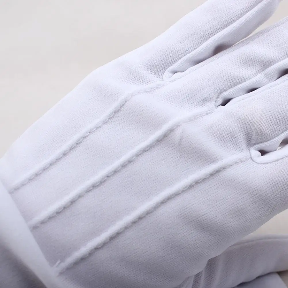 1/5/12 Pairs Adult White Formal Gloves Three-strength White Labor Gloves Tuxedo Guard Waiters Uniform Dress Butler Inspection