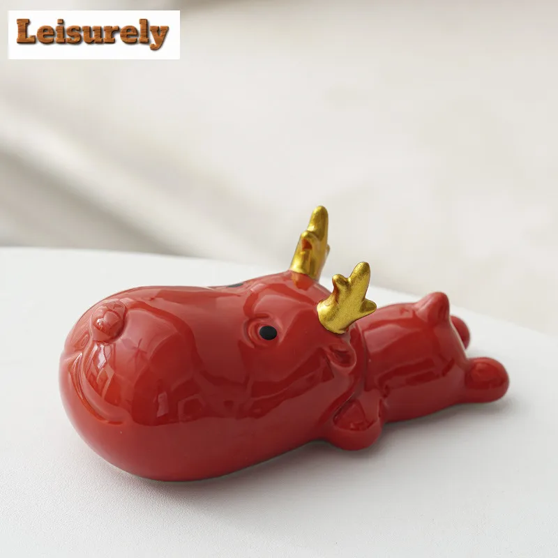 

Cute Cartoon Papapua Deer Tea Pet Luxury Exquisite Miniatures Tea Figurine Play Toys Tea Statue Ornaments Tea Table Workmanship