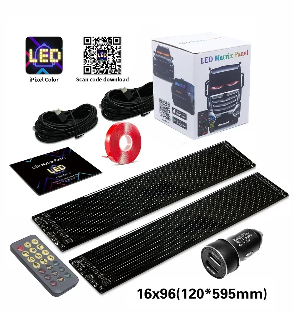 ป้ายไฟ LED แบบตั้งโปรแกรมได้ จอแสดงผล LED Matrix Pixel Panel แบบยืดหยุ่น RGB สำหรับรถยนต์ แสดงข้อความเลื่อน อนิเมชั่น เตือนความจำสำหรับร้านค้า