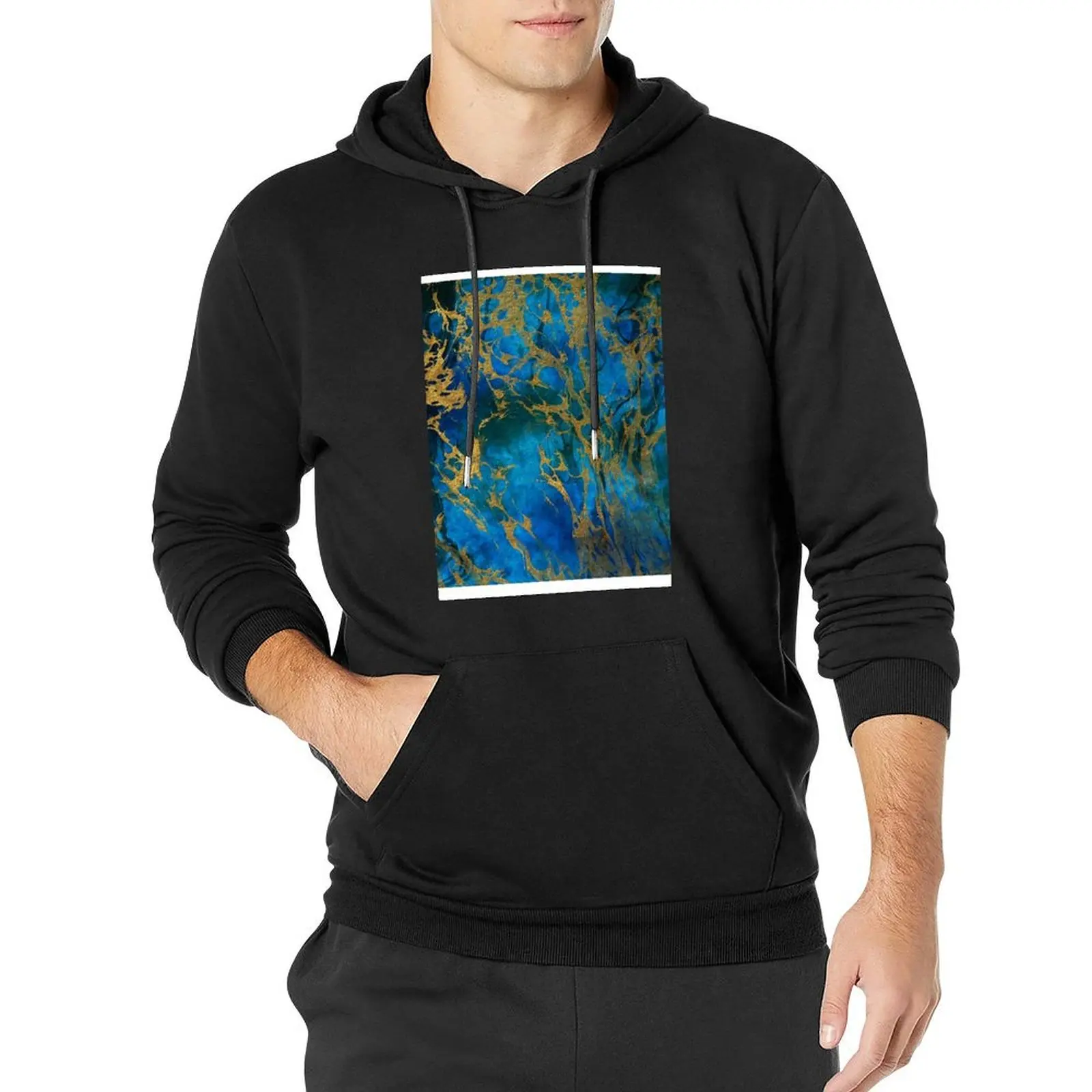 

Teal Gold Marble Pullover Hoodie men's autumn clothes men's clothing hooded shirt new features of hoodies & sweatshirts