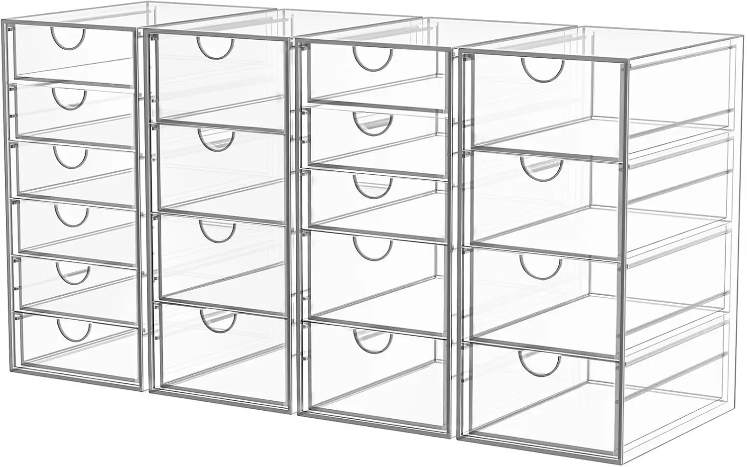 

19-Drawer Acrylic Makeup Organizer, 4-Pack Clear Storage for Cosmetics and Beauty Supplies, Ideal for Vanity and Desk