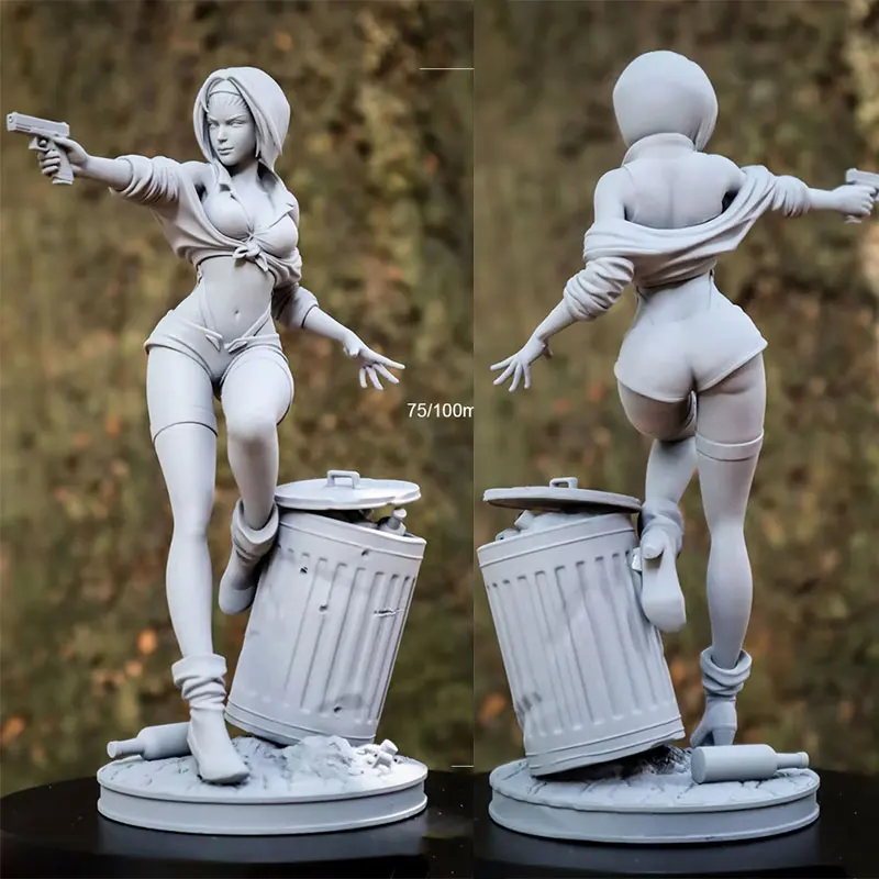1/24 1/18  Resin Model Lovely Gril Soldier Figurine Unpainted No Color RW-341
