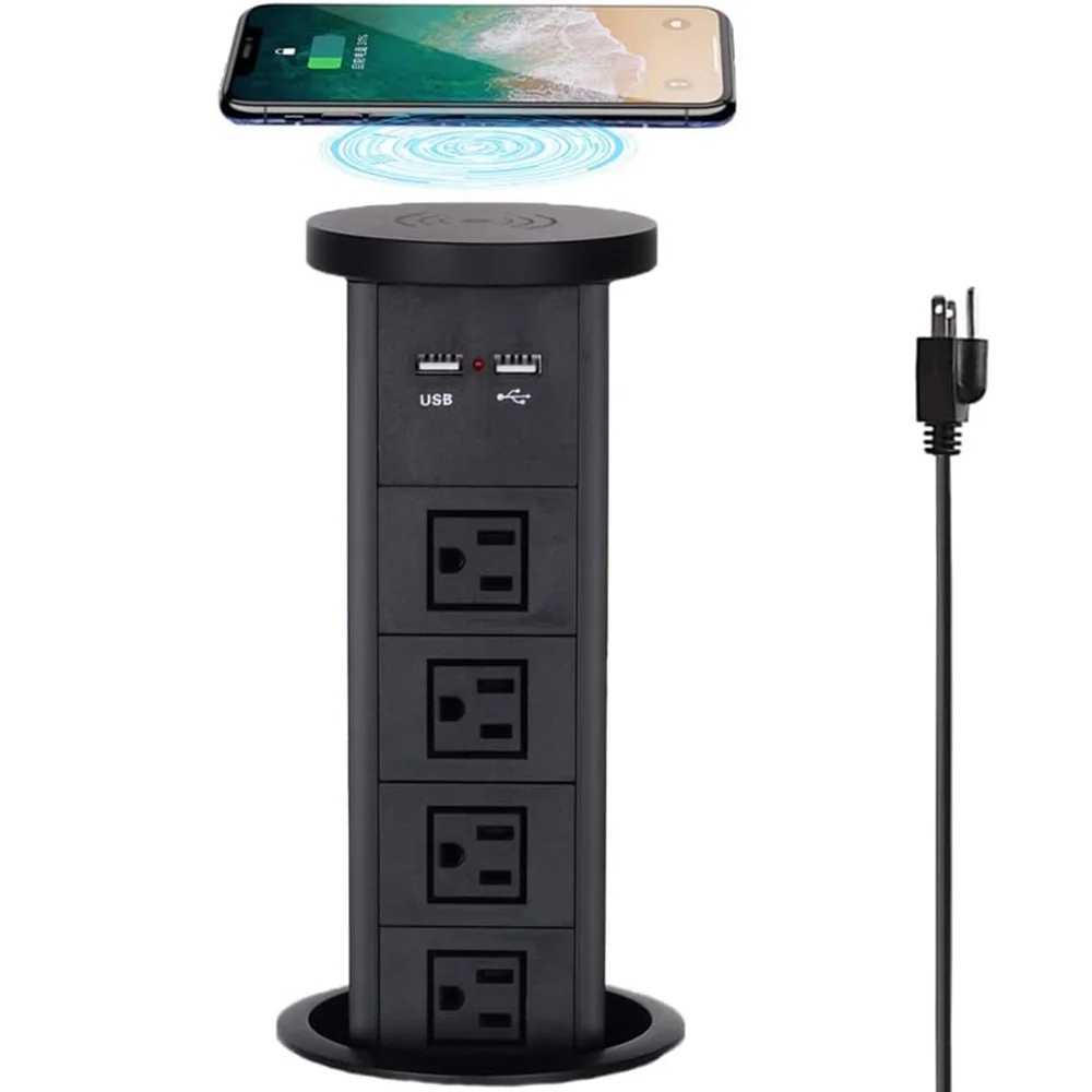 Home office pneumatic desktop socket / 3 bit power supply and USB charging, with wireless charging function