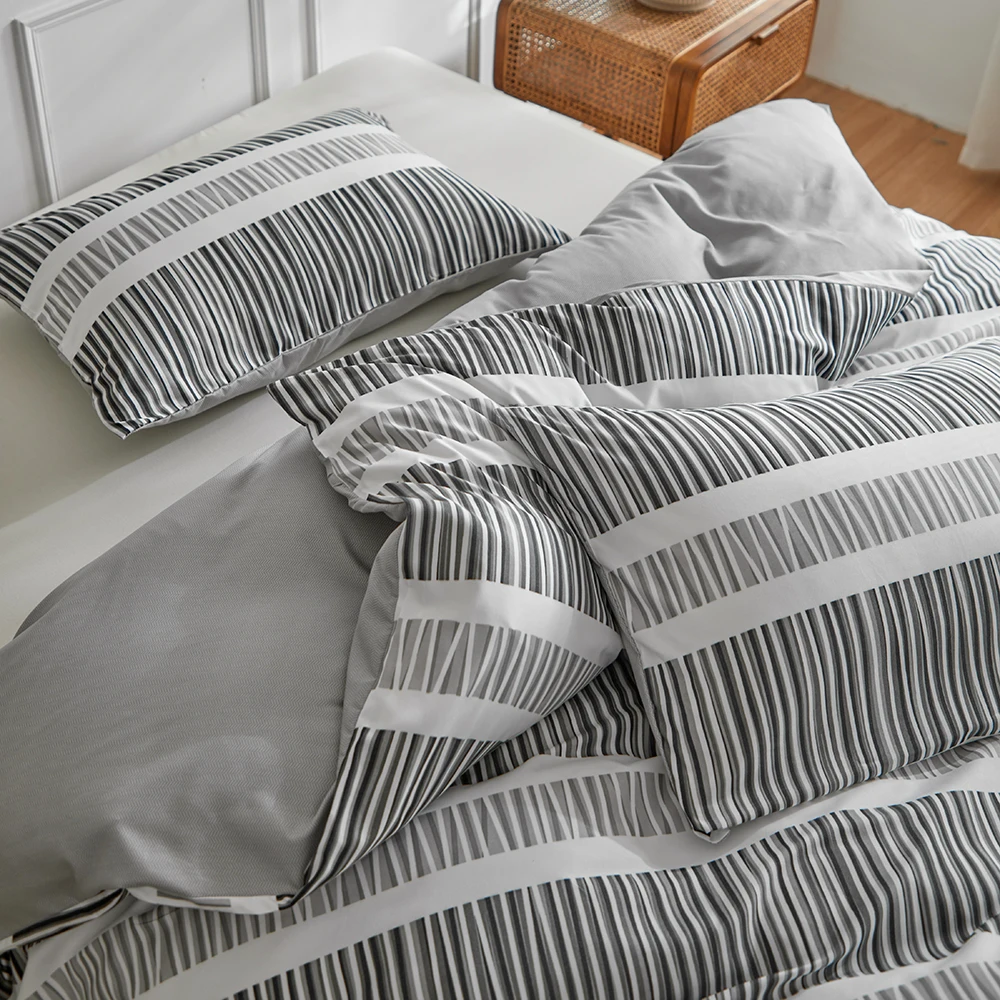 Duvet Cover Bedding Set Twin Full Queen King Size 135x200 Nordic Quilt Cover 240x220 Double Single Stripe Bed Linen 200x200