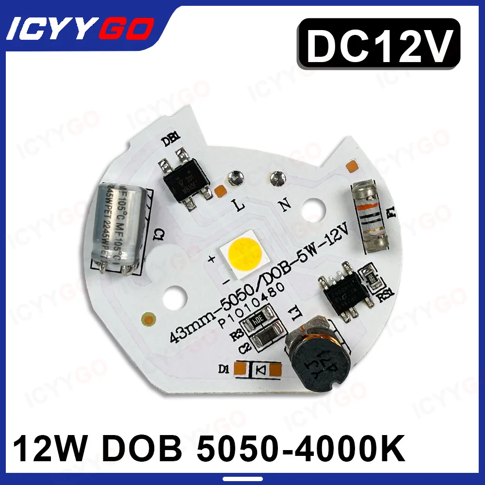 1PCS 5PCS 5W 5050 DC12V LED Natural White 4000K 43MM Light Source Board DIY LED Light Board