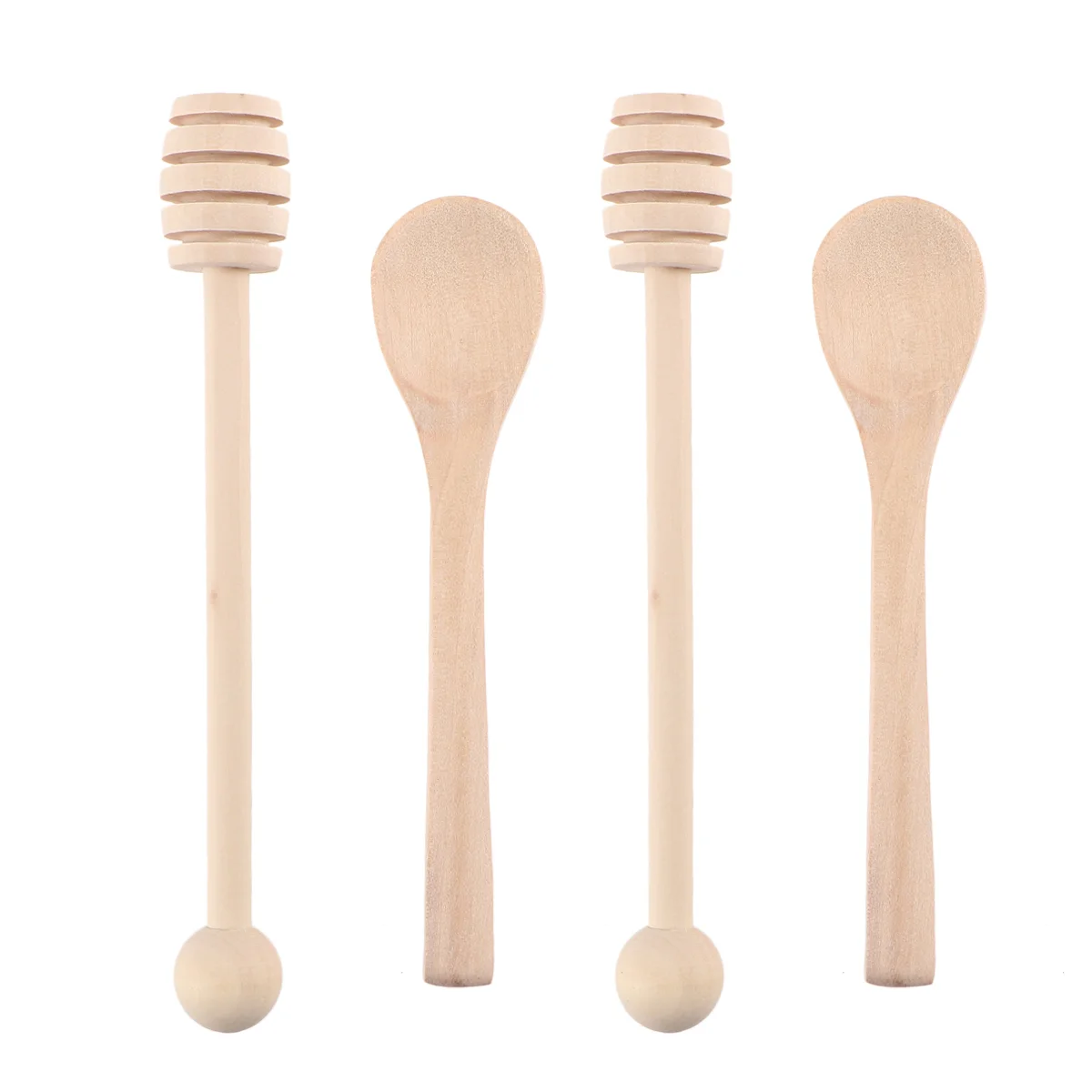 

4PCS Wooden Honey Stirring Sticks Safe Use Dispense Collect Scoop Molasses Maple Syrup Fruit Gifts Packing Party Wedding
