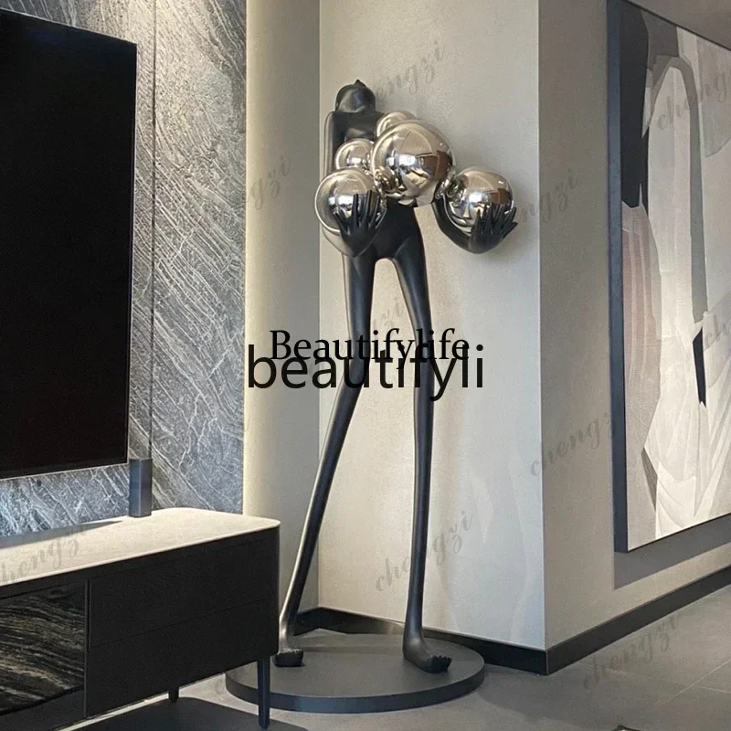 D5556 Humanoid art sculpture ball floor lamp, creative character floor lamp in the exhibition hall of the hotel lobby