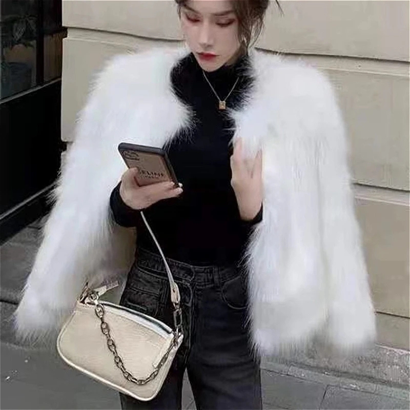 Women Faux Fur Coats Jackets Short Coat Thick Warm Y2k Streetwear Jacket Elegant Work Outerwear Casual Autumn Winter 2026