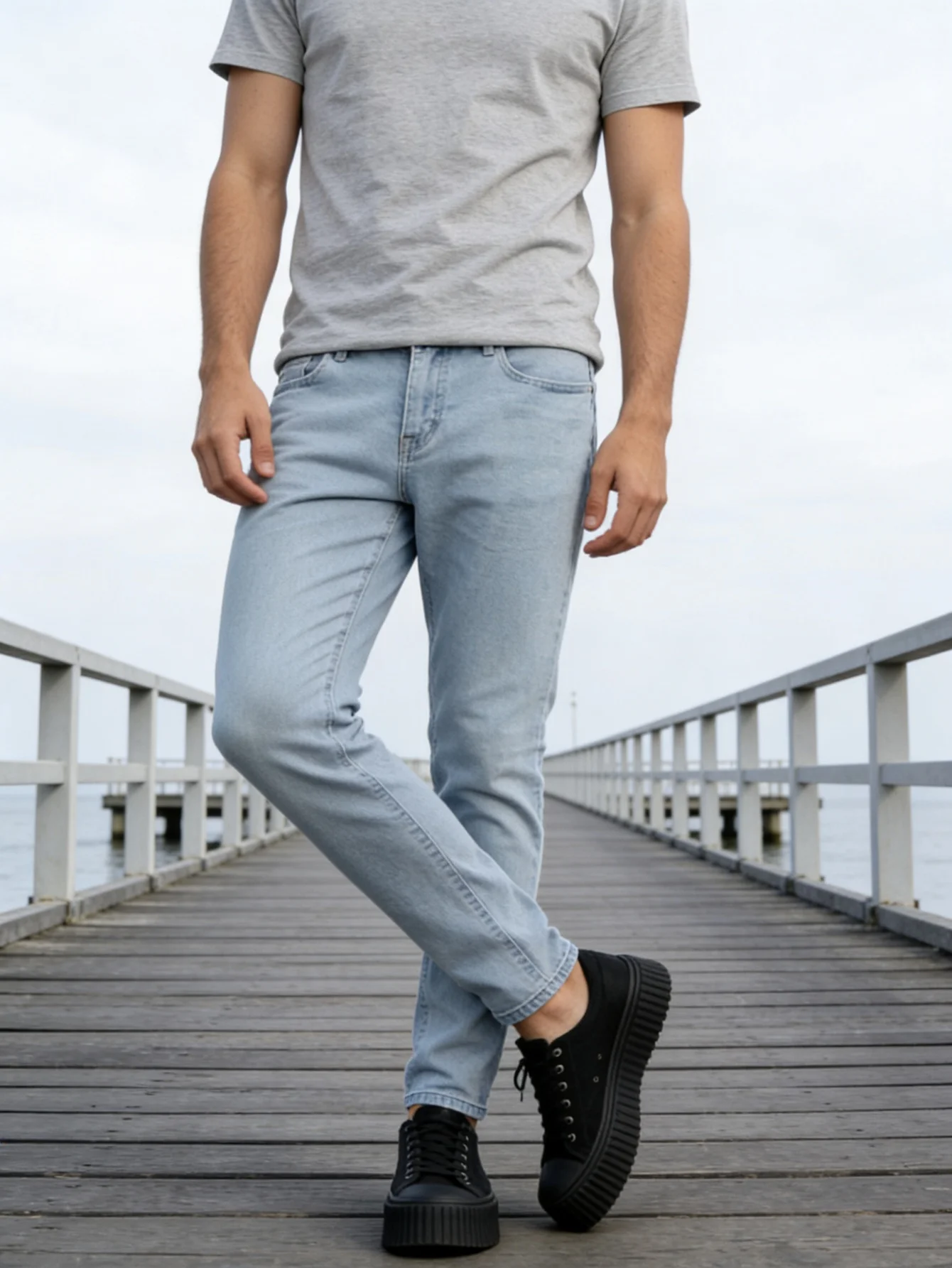 

Y2K Original Blue Slim Jeans Men's Drip Style Casual Denim Trousers No accessories or belts included