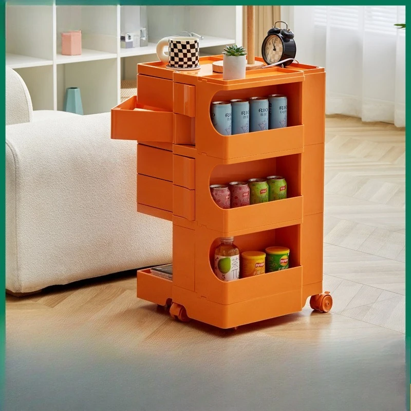 

Nordic Rotating Storage Cabinet Plastic Boby Multi Layer Makeup Organizer Movable Side Table