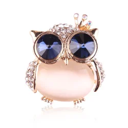 Fashion Opal Crown Owl Crystal Clothing Brooches for Women Lapel Safety Sweater Coat Dress Pins Badge Buckle Accessories