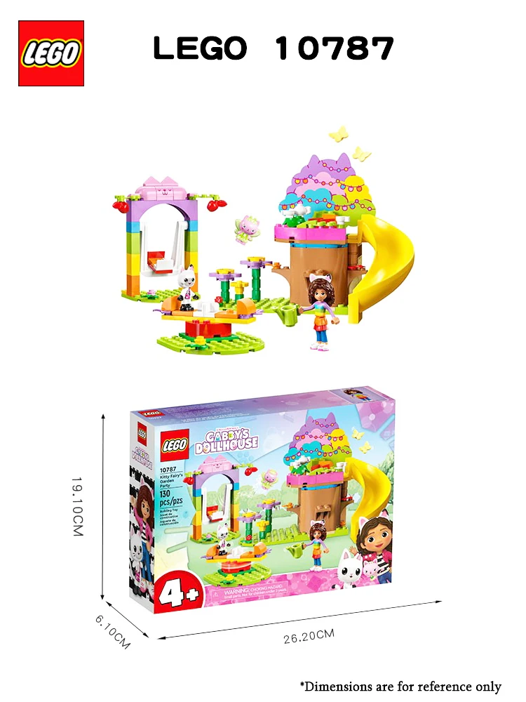 LEGO 10787 Gabby\'s Dollhouse Kitty Fairy’s Garden Party  Building Toy with Tree House, Swing, and Merry-Go-Round Birthday Gift