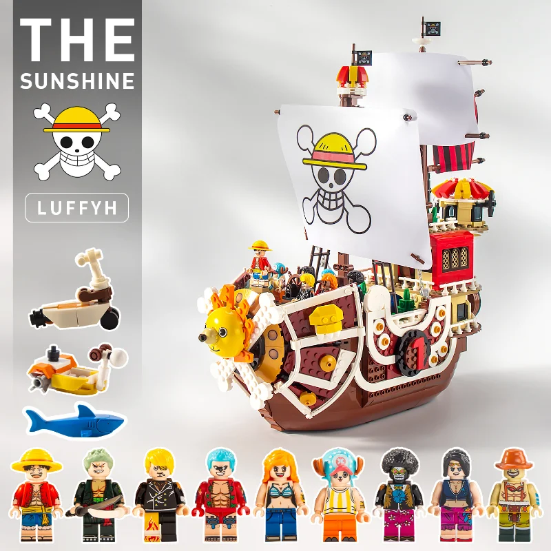 

Building Blocks The Large ONE PIECE Thousand Sunny Boat Model Bricks Set Pirate Ships Cartoon Toys for Teens Birthdays Gifts